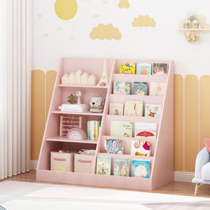 English Elm Kids Four Tier Wooden Bookcase with Toy Bin for Nursery Playroom Organization W808P542145