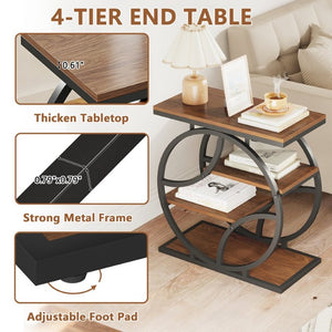 English Elm 4-Tier Industrial Accent Table Geometric Steel Frame Vertical Shelf for Bedroom or Living Room W808P553151