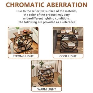 English Elm 4-Tier Industrial Accent Table Geometric Steel Frame Vertical Shelf for Bedroom or Living Room W808P553151