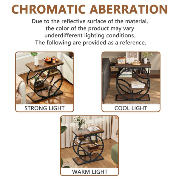 English Elm 4-Tier Industrial Accent Table Geometric Steel Frame Vertical Shelf for Bedroom or Living Room W808P553151