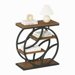 English Elm 4-Tier Industrial Accent Table Geometric Steel Frame Vertical Shelf for Bedroom or Living Room W808P553151