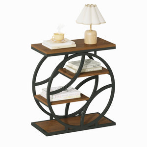 English Elm 4-Tier Industrial Accent Table Geometric Steel Frame Vertical Shelf for Bedroom or Living Room W808P553151