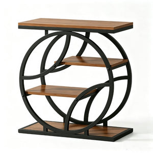 English Elm 4-Tier Industrial Accent Table Geometric Steel Frame Vertical Shelf for Bedroom or Living Room W808P553151