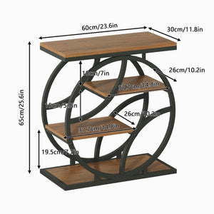 English Elm 4-Tier Industrial Accent Table Geometric Steel Frame Vertical Shelf for Bedroom or Living Room W808P553151