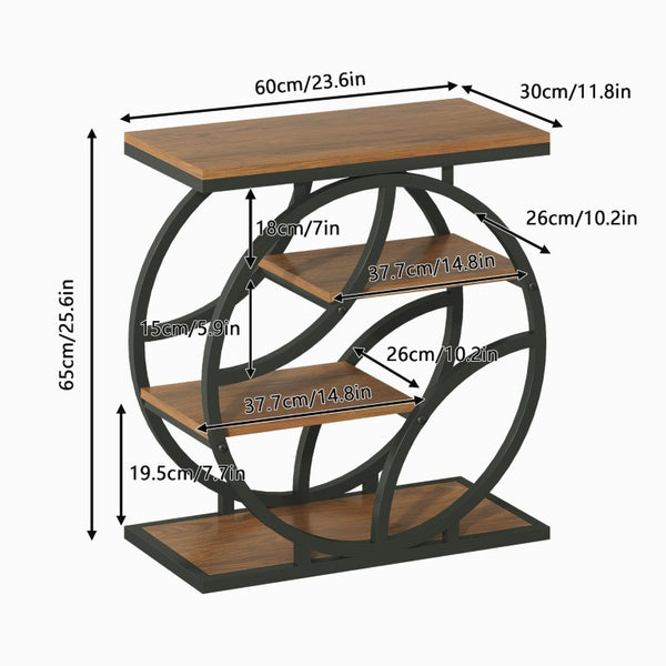 English Elm 4-Tier Industrial Accent Table Geometric Steel Frame Vertical Shelf for Bedroom or Living Room W808P553151