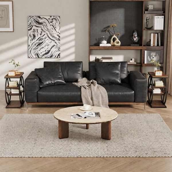 English Elm 4-Tier Industrial Accent Table Geometric Steel Frame Vertical Shelf for Bedroom or Living Room W808P553151