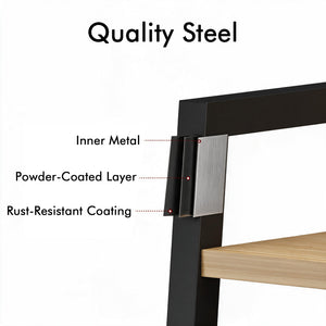 English Elm 5-Tier Ladder Bookcase with Cabinet Steel Frame Wood Grain Open Shelving for Small Spaces W808P554642
