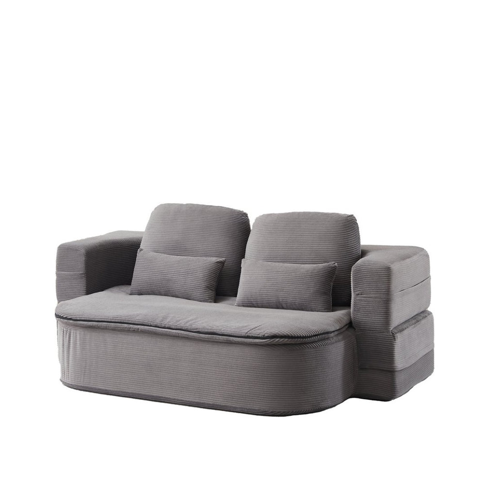 English Elm Xy2371-gy-2 Chenille Convertible Sofa Bed with Foam Core Four Pillows Included W834P375152