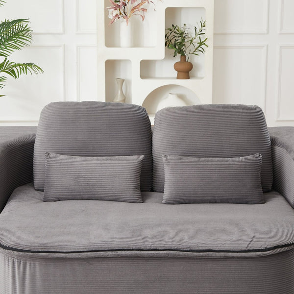 English Elm Xy2371-gy-2 Chenille Convertible Sofa Bed with Foam Core Four Pillows Included W834P375152