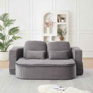 English Elm Xy2371-gy-2 Chenille Convertible Sofa Bed with Foam Core Four Pillows Included W834P375152