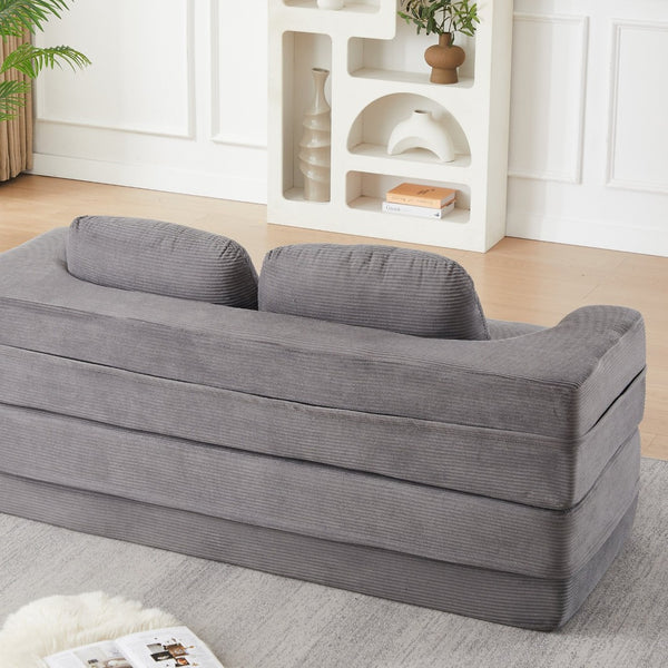 English Elm Xy2371-gy-2 Chenille Convertible Sofa Bed with Foam Core Four Pillows Included W834P375152