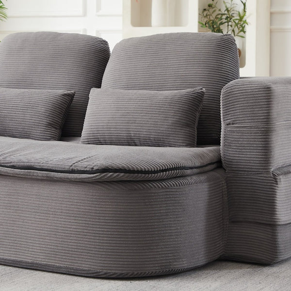 English Elm Xy2371-gy-2 Chenille Convertible Sofa Bed with Foam Core Four Pillows Included W834P375152