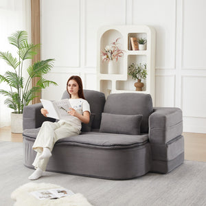 English Elm Xy2371-gy-2 Chenille Convertible Sofa Bed with Foam Core Four Pillows Included W834P375152