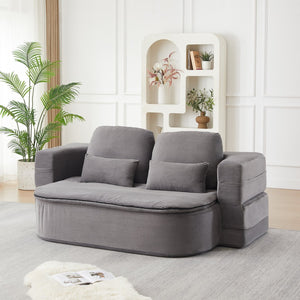English Elm Xy2371-gy-2 Chenille Convertible Sofa Bed with Foam Core Four Pillows Included W834P375152