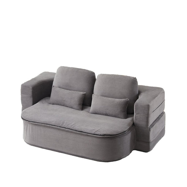English Elm Xy2371-gy-2 Chenille Convertible Sofa Bed with Foam Core Four Pillows Included W834P375152