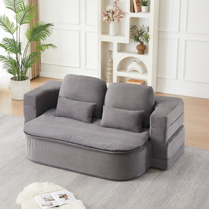 English Elm Xy2371-gy-2 Chenille Convertible Sofa Bed with Foam Core Four Pillows Included W834P375152