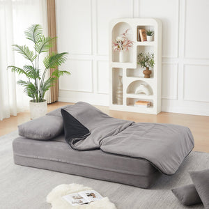 English Elm Xy2371-gy-2 Chenille Convertible Sofa Bed with Foam Core Four Pillows Included W834P375152