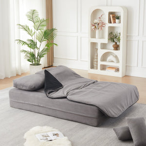 English Elm Xy2371-gy-2 Chenille Convertible Sofa Bed with Foam Core Four Pillows Included W834P375152