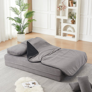 English Elm Xy2371-gy-2 Chenille Convertible Sofa Bed with Foam Core Four Pillows Included W834P375152