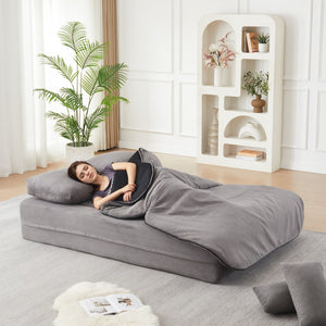 English Elm Xy2371-gy-2 Chenille Convertible Sofa Bed with Foam Core Four Pillows Included W834P375152