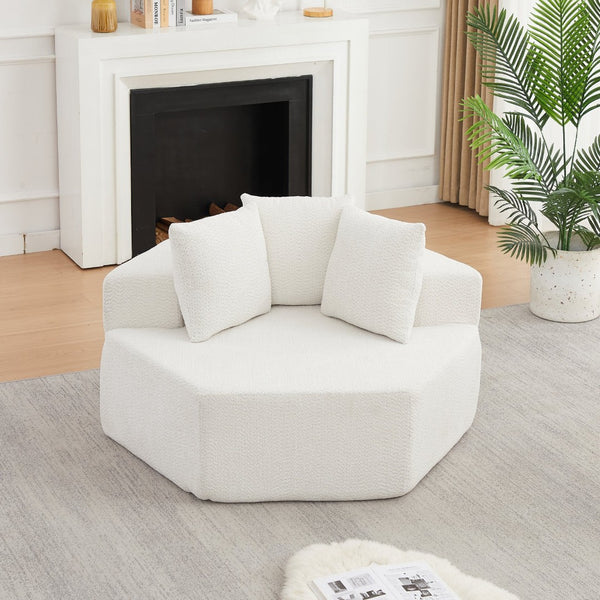 English Elm 54-inch Hexagonal Chenille Modular Lounge Chair with Spring Coil Fill for Any Room Beige W834P491344
