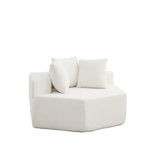 English Elm 54-inch Hexagonal Chenille Modular Lounge Chair with Spring Coil Fill for Any Room Beige W834P491344