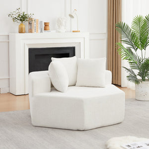 English Elm 54-inch Hexagonal Chenille Modular Lounge Chair with Spring Coil Fill for Any Room Beige W834P491344
