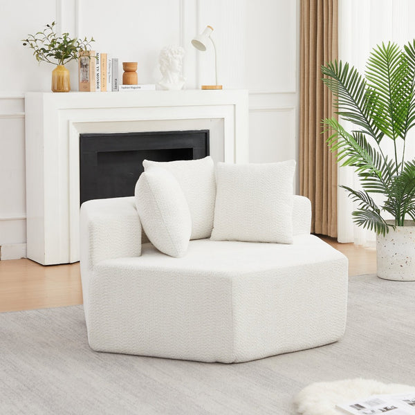 English Elm 54-inch Hexagonal Chenille Modular Lounge Chair with Spring Coil Fill for Any Room Beige W834P491344