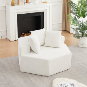 English Elm 54-inch Hexagonal Chenille Modular Lounge Chair with Spring Coil Fill for Any Room Beige W834P491344