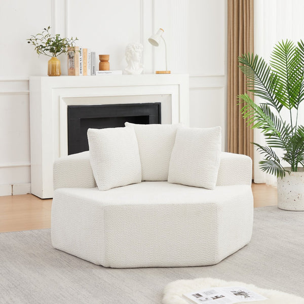 English Elm 54-inch Hexagonal Chenille Modular Lounge Chair with Spring Coil Fill for Any Room Beige W834P491344
