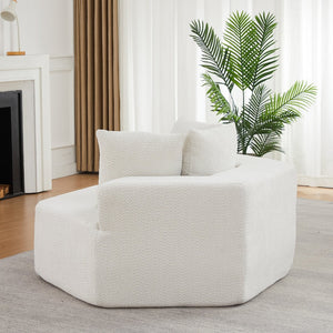 English Elm 54-inch Hexagonal Chenille Modular Lounge Chair with Spring Coil Fill for Any Room Beige W834P491344