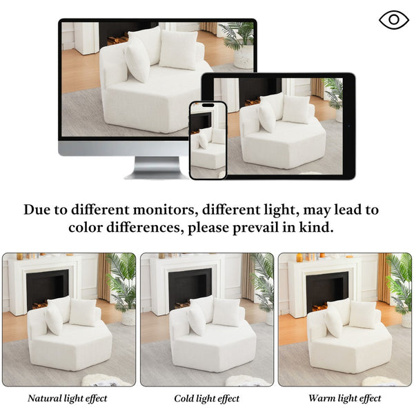 English Elm 54-inch Hexagonal Chenille Modular Lounge Chair with Spring Coil Fill for Any Room Beige W834P491344