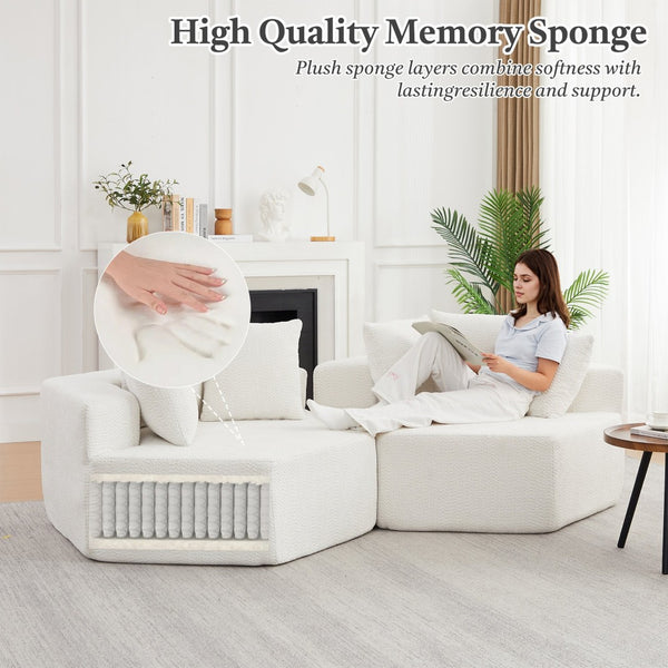English Elm 54-inch Hexagonal Chenille Modular Lounge Chair with Spring Coil Fill for Any Room Beige W834P491344