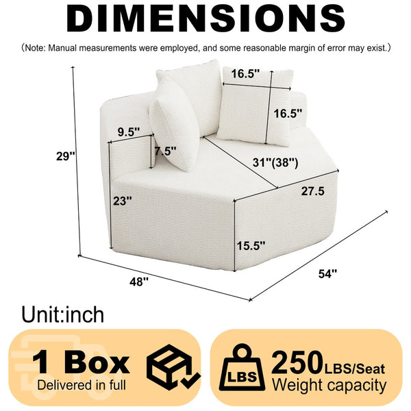 English Elm 54-inch Hexagonal Chenille Modular Lounge Chair with Spring Coil Fill for Any Room Beige W834P491344