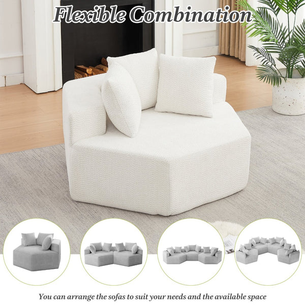 English Elm 54-inch Hexagonal Chenille Modular Lounge Chair with Spring Coil Fill for Any Room Beige W834P491344