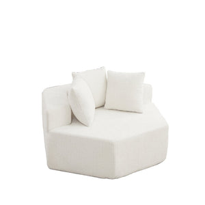 English Elm 54-inch Hexagonal Chenille Modular Lounge Chair with Spring Coil Fill for Any Room Beige W834P491344