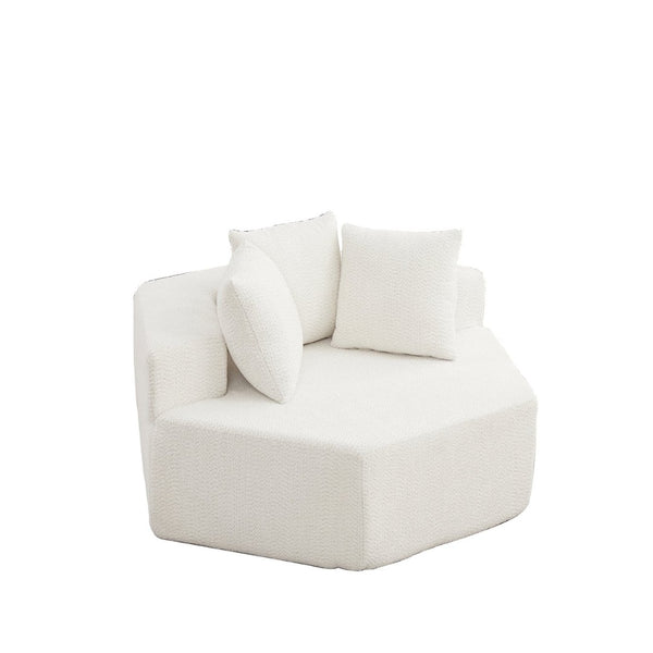 English Elm 54-inch Hexagonal Chenille Modular Lounge Chair with Spring Coil Fill for Any Room Beige W834P491344