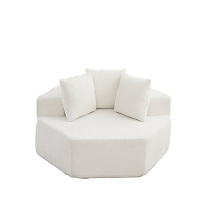 English Elm 54-inch Hexagonal Chenille Modular Lounge Chair with Spring Coil Fill for Any Room Beige W834P491344