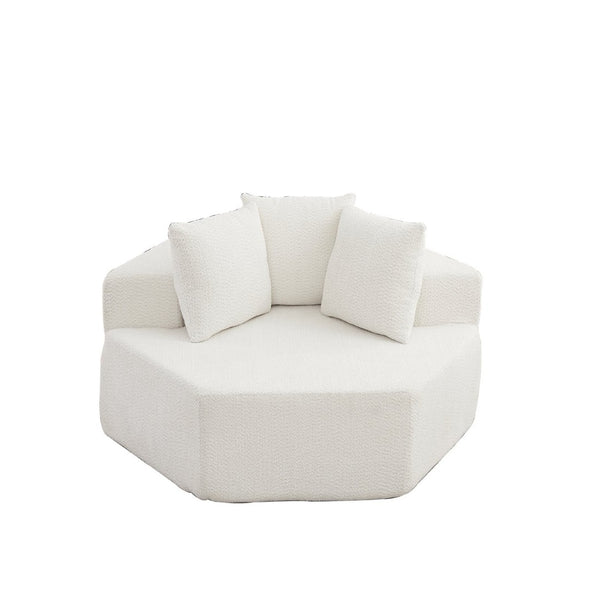 English Elm 54-inch Hexagonal Chenille Modular Lounge Chair with Spring Coil Fill for Any Room Beige W834P491344