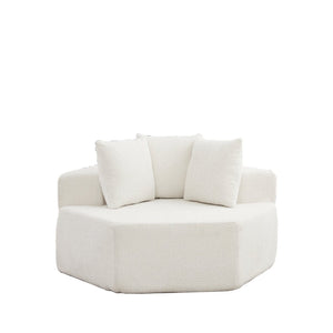 English Elm 54-inch Hexagonal Chenille Modular Lounge Chair with Spring Coil Fill for Any Room Beige W834P491344