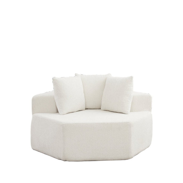 English Elm 54-inch Hexagonal Chenille Modular Lounge Chair with Spring Coil Fill for Any Room Beige W834P491344