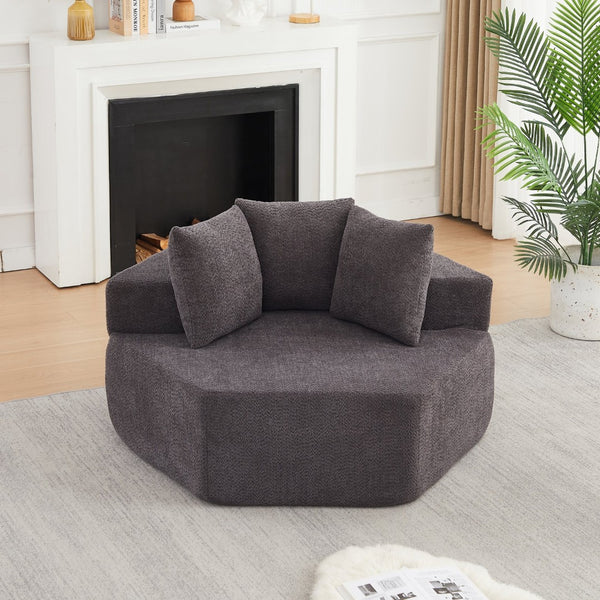 English Elm 54-inch Hexagonal Chenille Modular Lounge Chair with Spring Coil Fill for Any Room Grey W834P491345