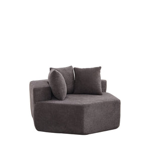 English Elm 54-inch Hexagonal Chenille Modular Lounge Chair with Spring Coil Fill for Any Room Grey W834P491345