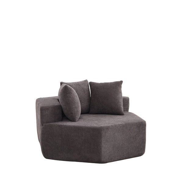 English Elm 54-inch Hexagonal Chenille Modular Lounge Chair with Spring Coil Fill for Any Room Grey W834P491345