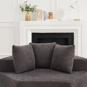 English Elm 54-inch Hexagonal Chenille Modular Lounge Chair with Spring Coil Fill for Any Room Grey W834P491345
