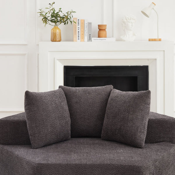 English Elm 54-inch Hexagonal Chenille Modular Lounge Chair with Spring Coil Fill for Any Room Grey W834P491345