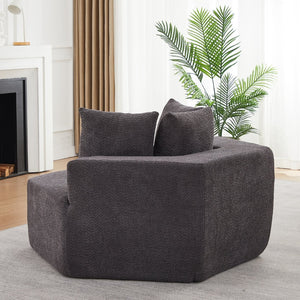 English Elm 54-inch Hexagonal Chenille Modular Lounge Chair with Spring Coil Fill for Any Room Grey W834P491345