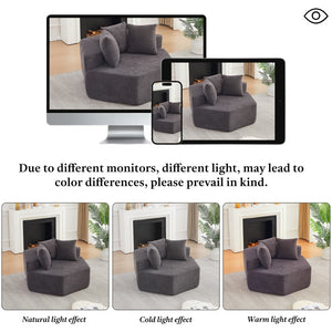 English Elm 54-inch Hexagonal Chenille Modular Lounge Chair with Spring Coil Fill for Any Room Grey W834P491345
