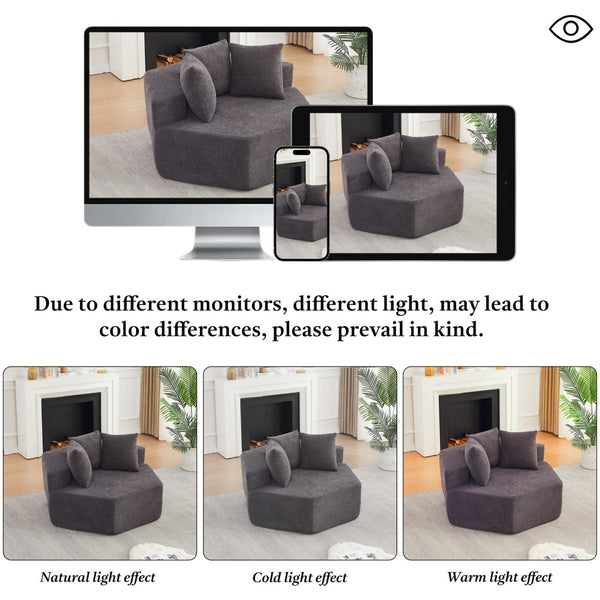 English Elm 54-inch Hexagonal Chenille Modular Lounge Chair with Spring Coil Fill for Any Room Grey W834P491345
