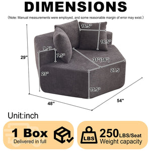 English Elm 54-inch Hexagonal Chenille Modular Lounge Chair with Spring Coil Fill for Any Room Grey W834P491345